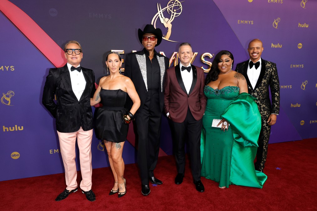 (L-R) Carson Kressley, Michelle Visage, RuPaul, Ross Mathews, Ts Madison and Jamal Sims attend the 76th Primetime Emmy Awards.