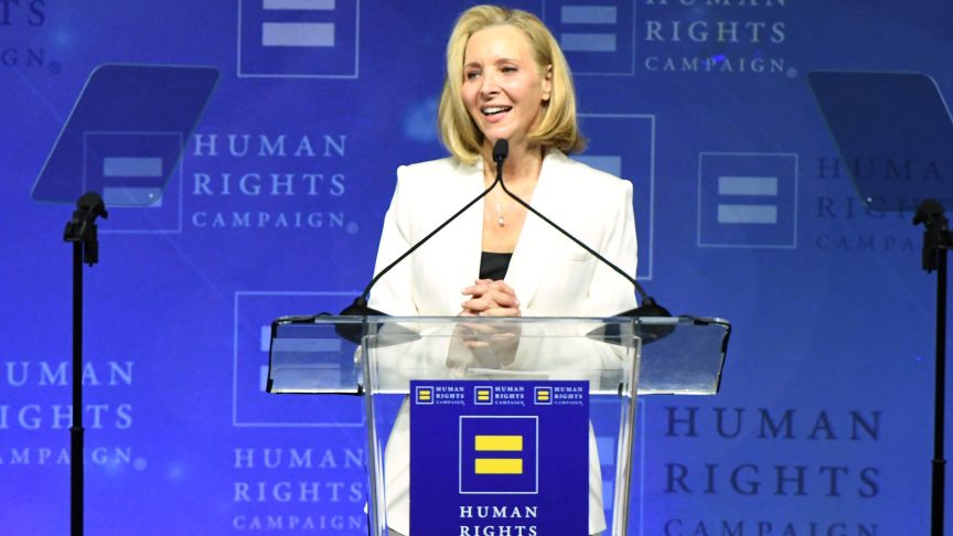 Lisa Kudrow speaks onstage during Human Rights Campaign's 2026 Los Angeles Dinner at Fairmont Century Plaza on March 28, 2026.