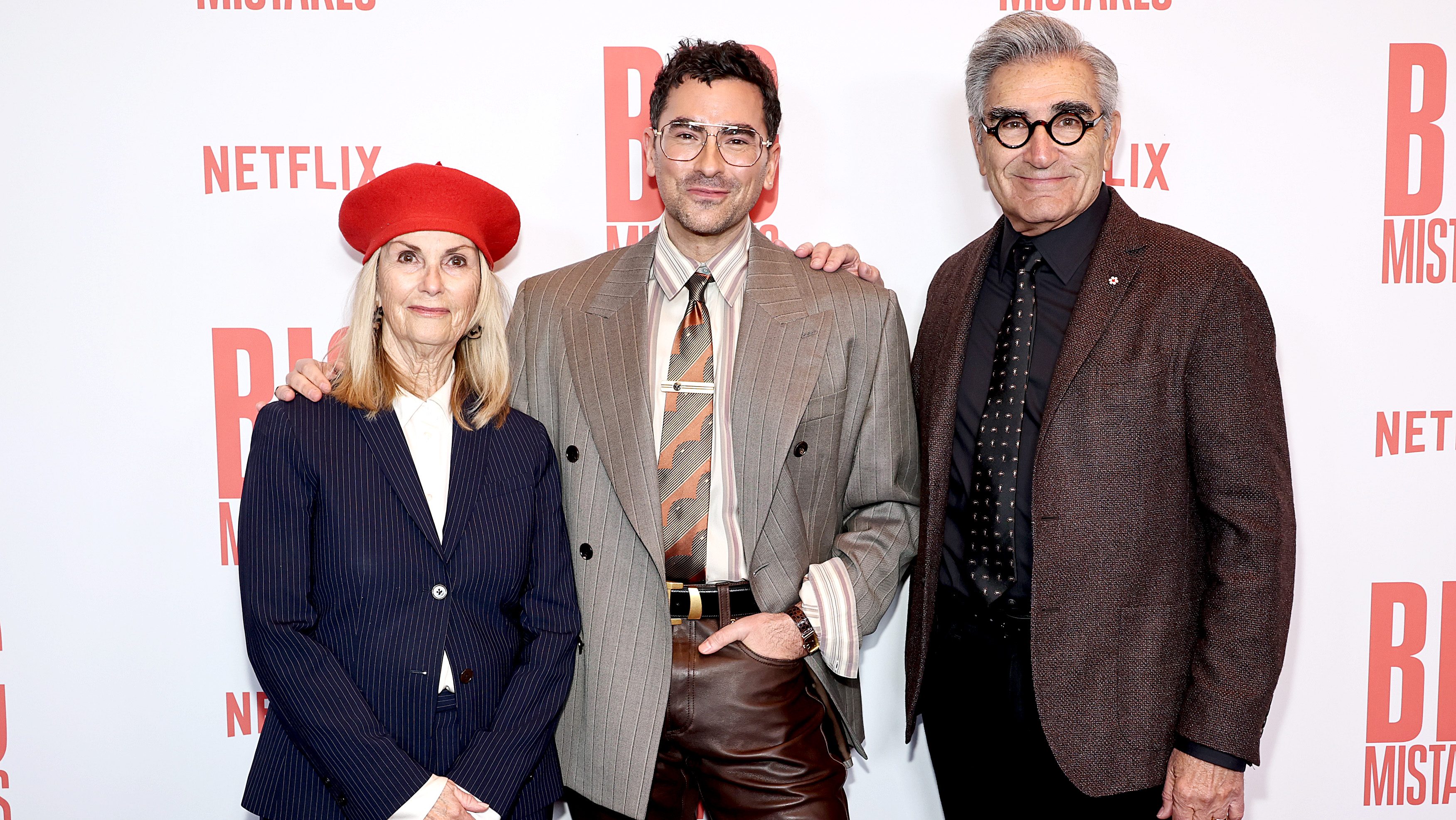 Deborah Divine, Dan Levy, and Eugene Levy attend Netflix's "Big Mistakes" New York Premiere.