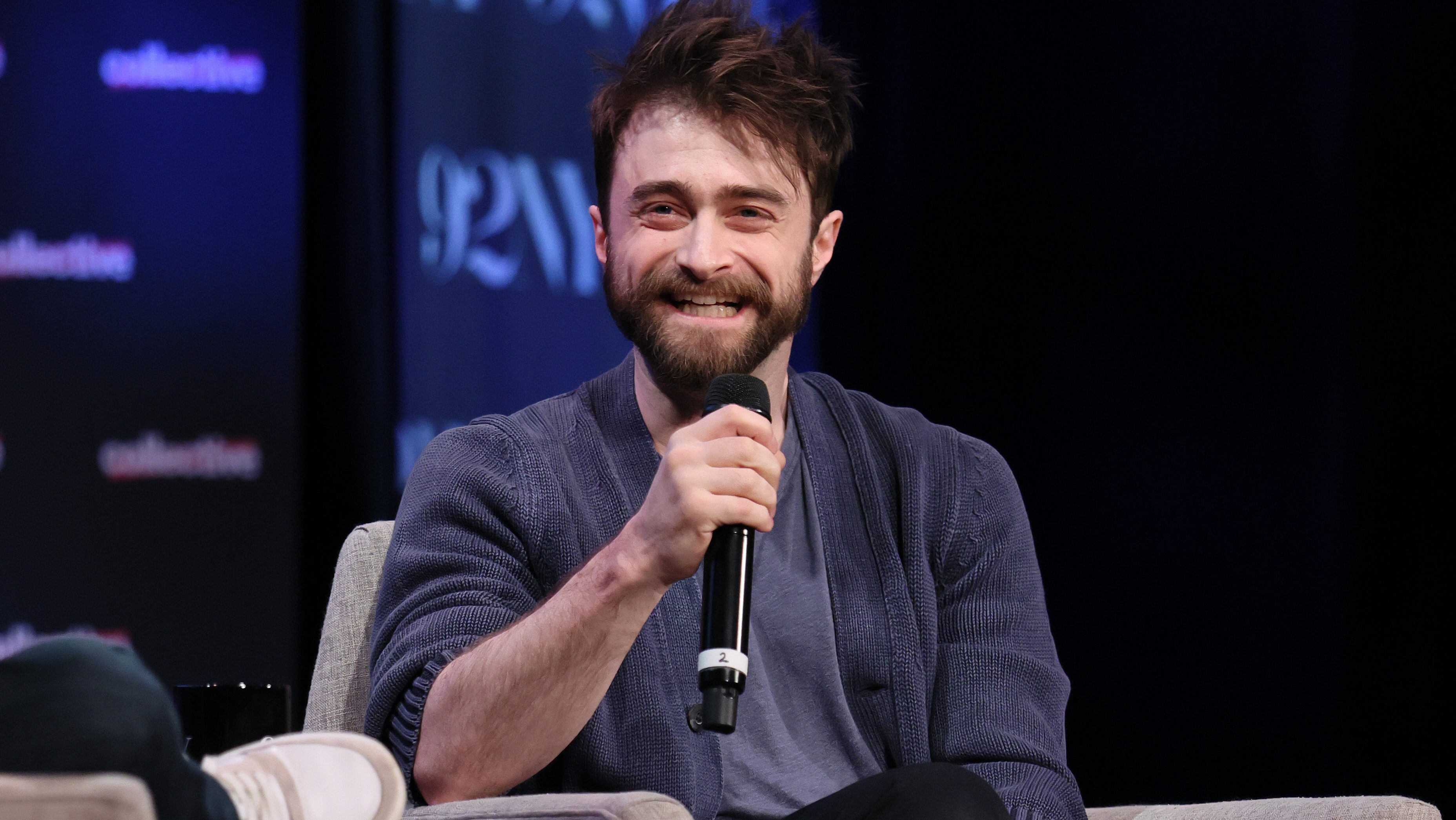 Daniel Radcliffe speaks onstage during Daniel Radcliffe in Conversation with Josh Horowitz: "Every Brilliant Thing."
