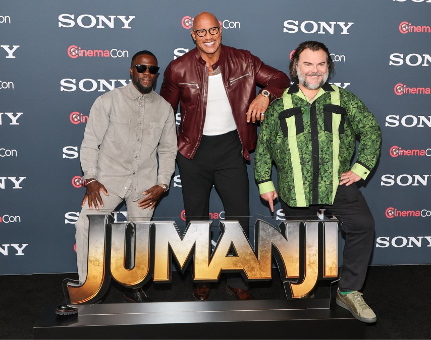 Kevin Hart, Dwayne Johnson and Jack Black promote the upcoming film "Jumanji: Open World"