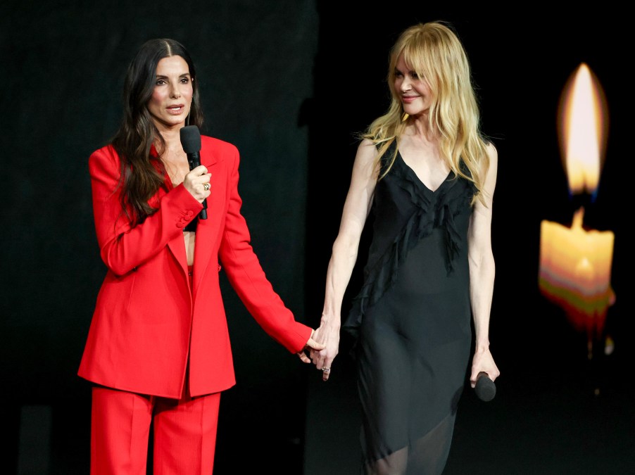 Sandra Bullock (L) and Nicole Kidman promote the upcoming film "Practical Magic 2"