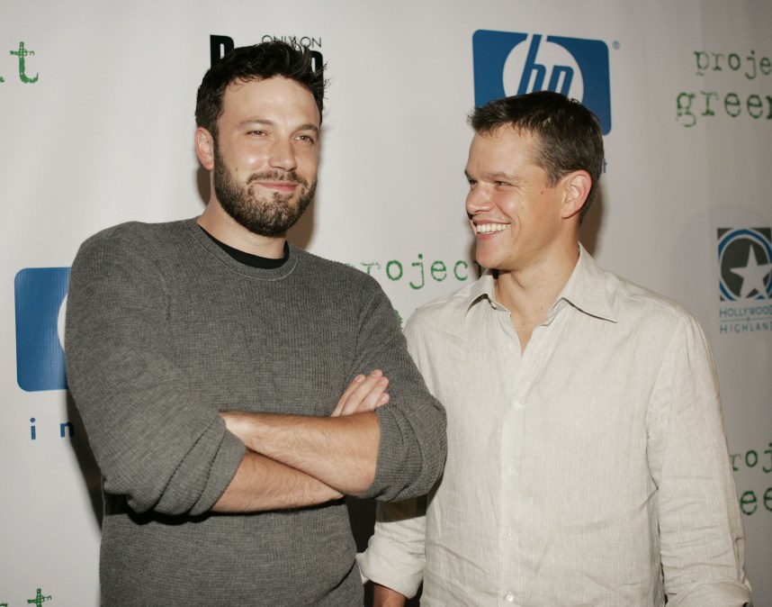 Ben Affleck and Matt Damon smiling at event