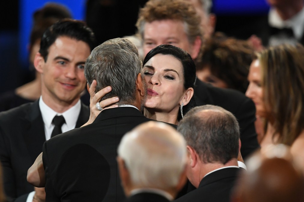 Julianna Margulies (R) congratulates 46th AFI Life Achievement Award Recipient George Clooney 