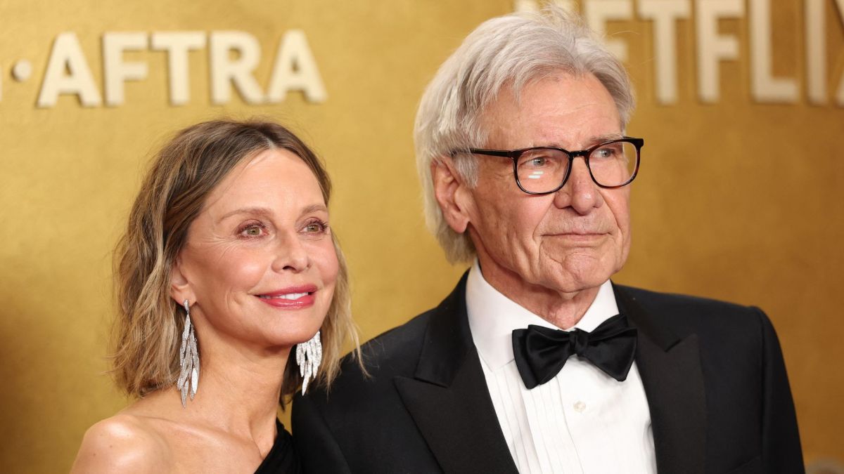 US actress Calista Flockhart and US actor Harrison Ford attend the 32nd Annual Actor Awards at the Shrine Auditorium in Los Angeles on March 1, 2026
