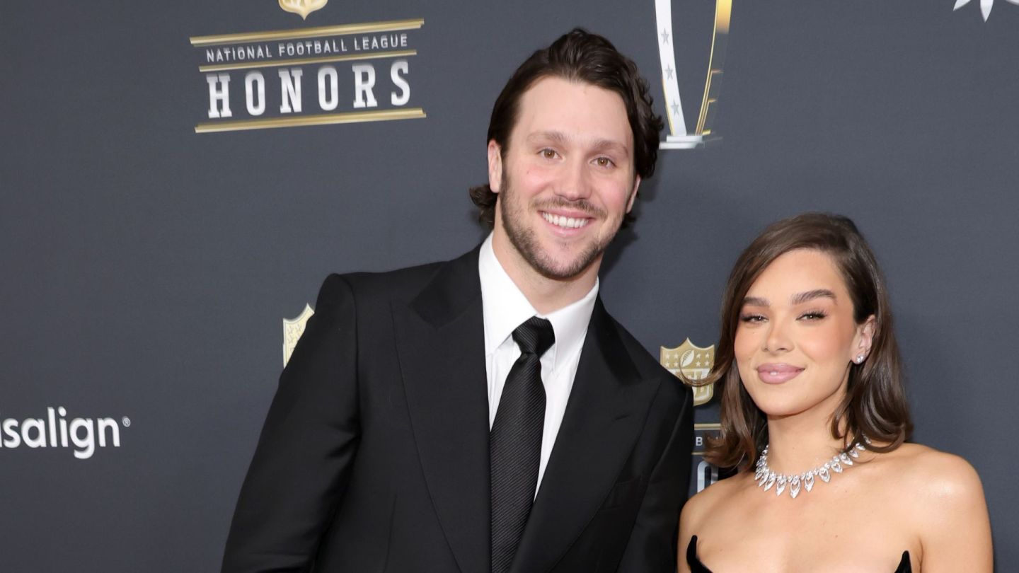 Josh Allen and Hailee Steinfeld attend the 14th Annual NFL Honors at Saenger Theatre on February 06, 2025