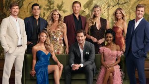 Southern Charm season 11 cast photo featuring Craig Conover, Austen Kroll, and Madison LeCroy