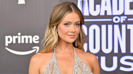 Hannah Godwin Serves Red Carpet Perfection in Sheer Feather Dress at the ACM Awards