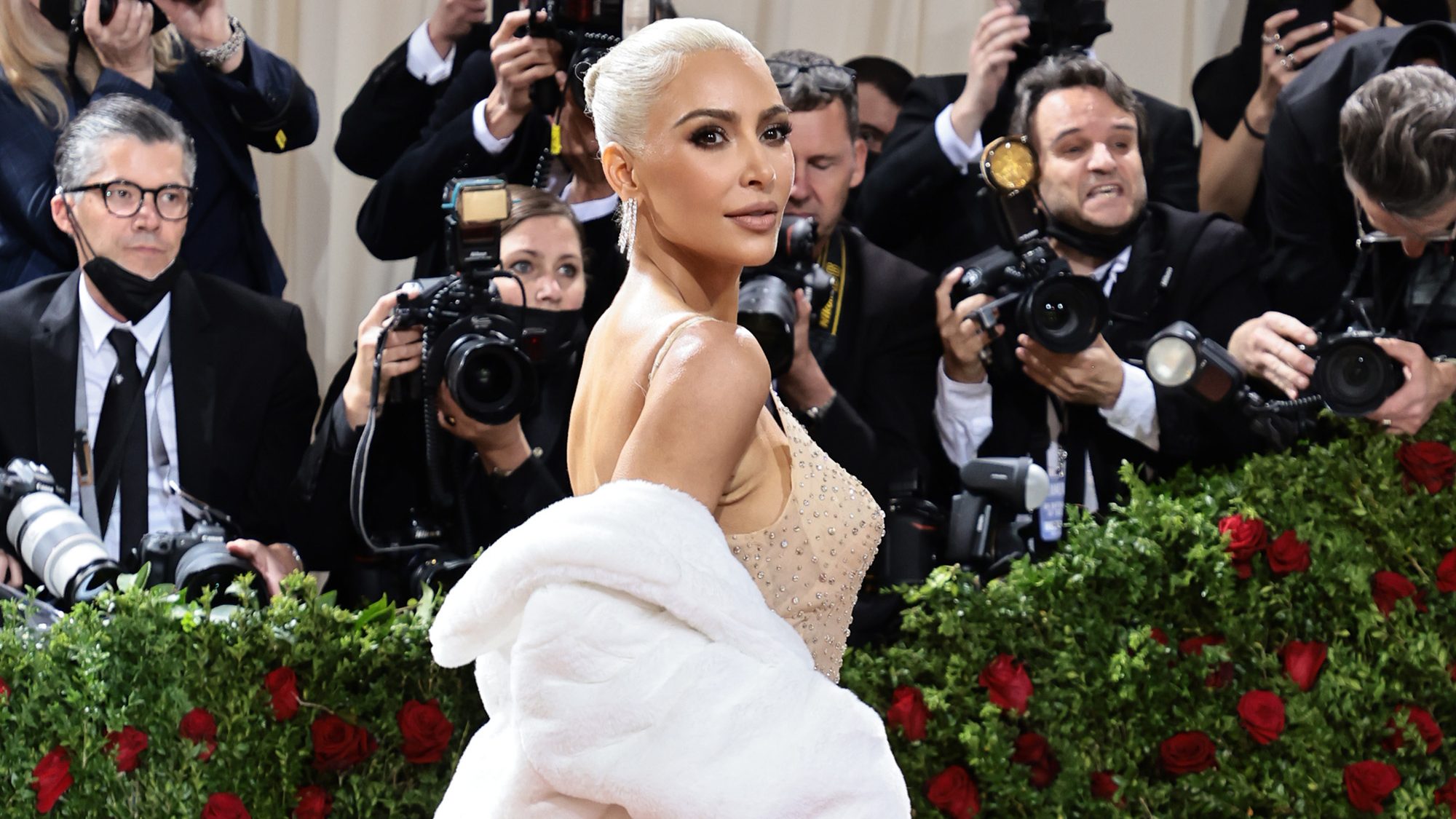 Kim Kardashian attends the 2022 Met Gala wearing Marilyn Monroe’s iconic gown