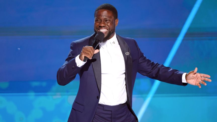 Host Kevin Hart speaks onstage during the 2025 BET Awards at Peacock Theater on June 09, 2025 in Los Angeles, California