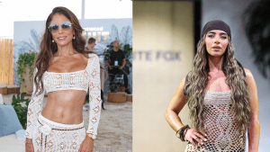 Bethenny Frankel attends a Sports Illustrated Swim Week event and Gia Giudice walks the runway during Miami Swim Week 2026 in Miami Beach, Florida.