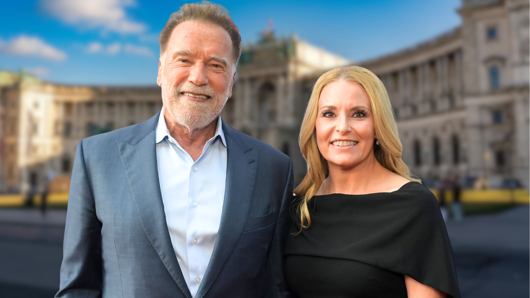 Arnold Schwarzenegger faz uma aparição rara com sua namorada