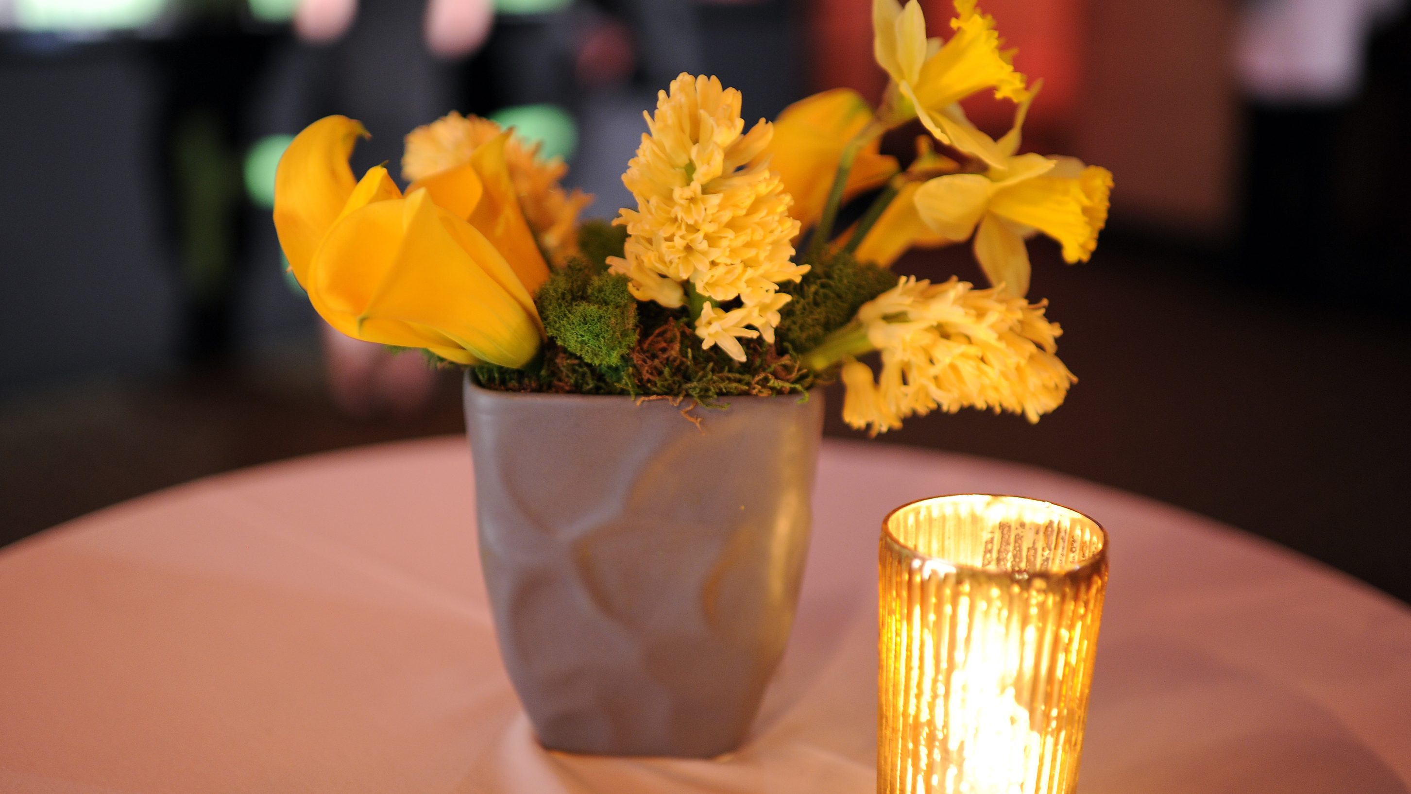 Flowers and a candle for Owain Rhys Davies.