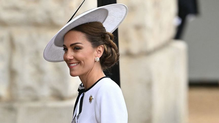 Britain's Catherine, Princess of Wales, arrives to Horse Guards Parade for the King's Birthday Parade "Trooping the Colour" in London on June 15, 2024. Catherine, Princess of Wales, is making a tentative return to public life for the first time since being diagnosed with cancer, attending the Trooping the Colour military parade in central London