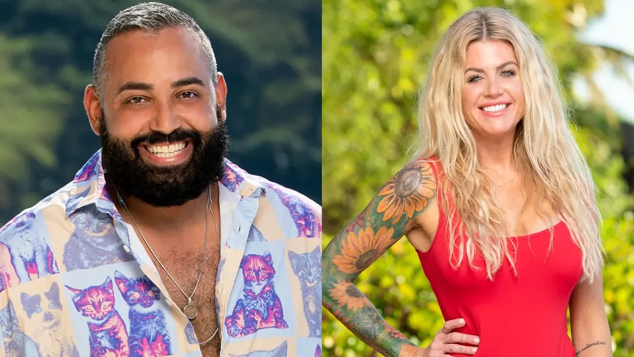 Survivor 44 stars Yam Yam Arocho and Carolyn Wiger pose in a split-screen promotional image.