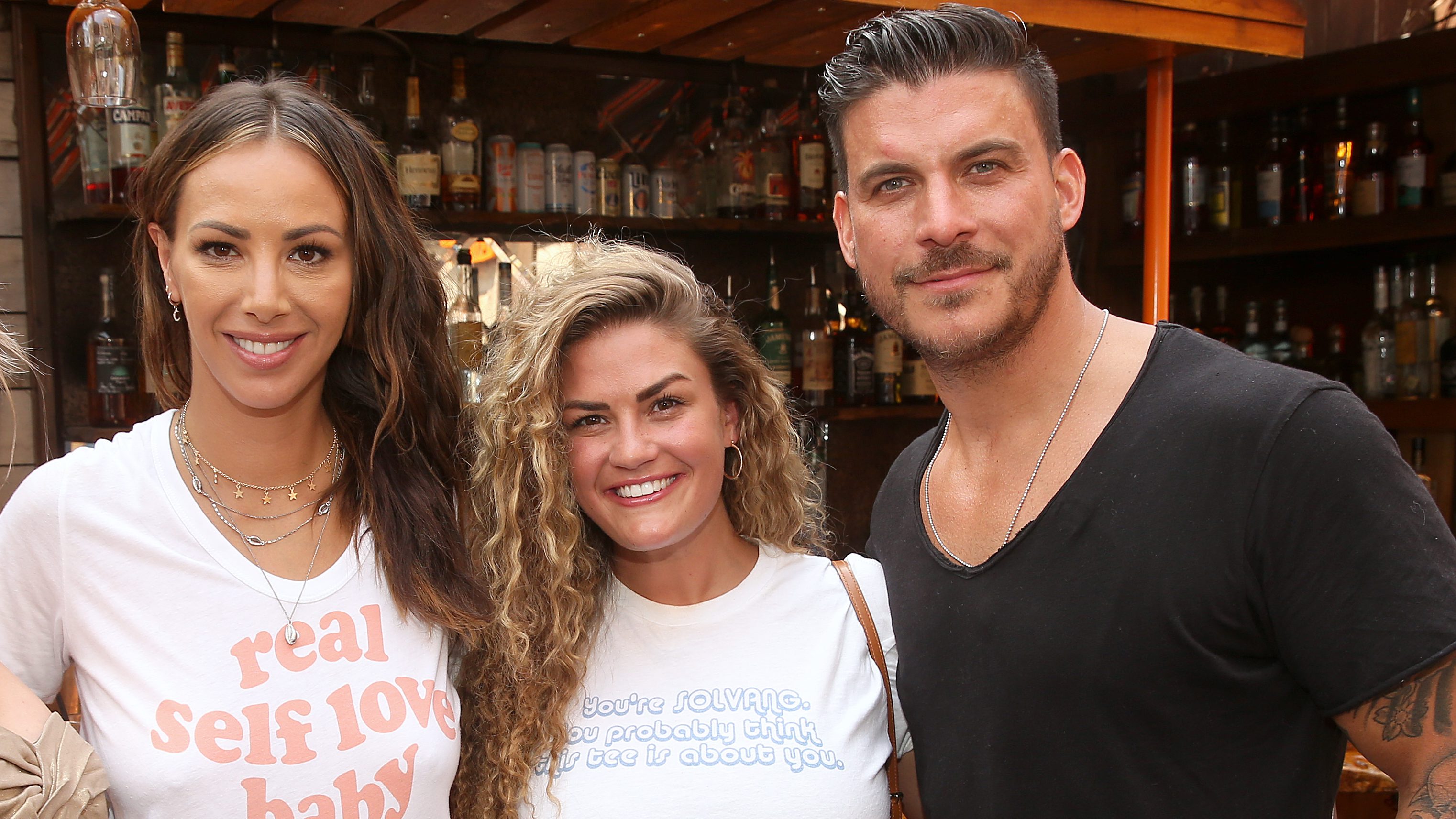 Kristen Doute, Brittany Cartwright and Jax Taylor pose together at a James Mae event in Los Angeles.