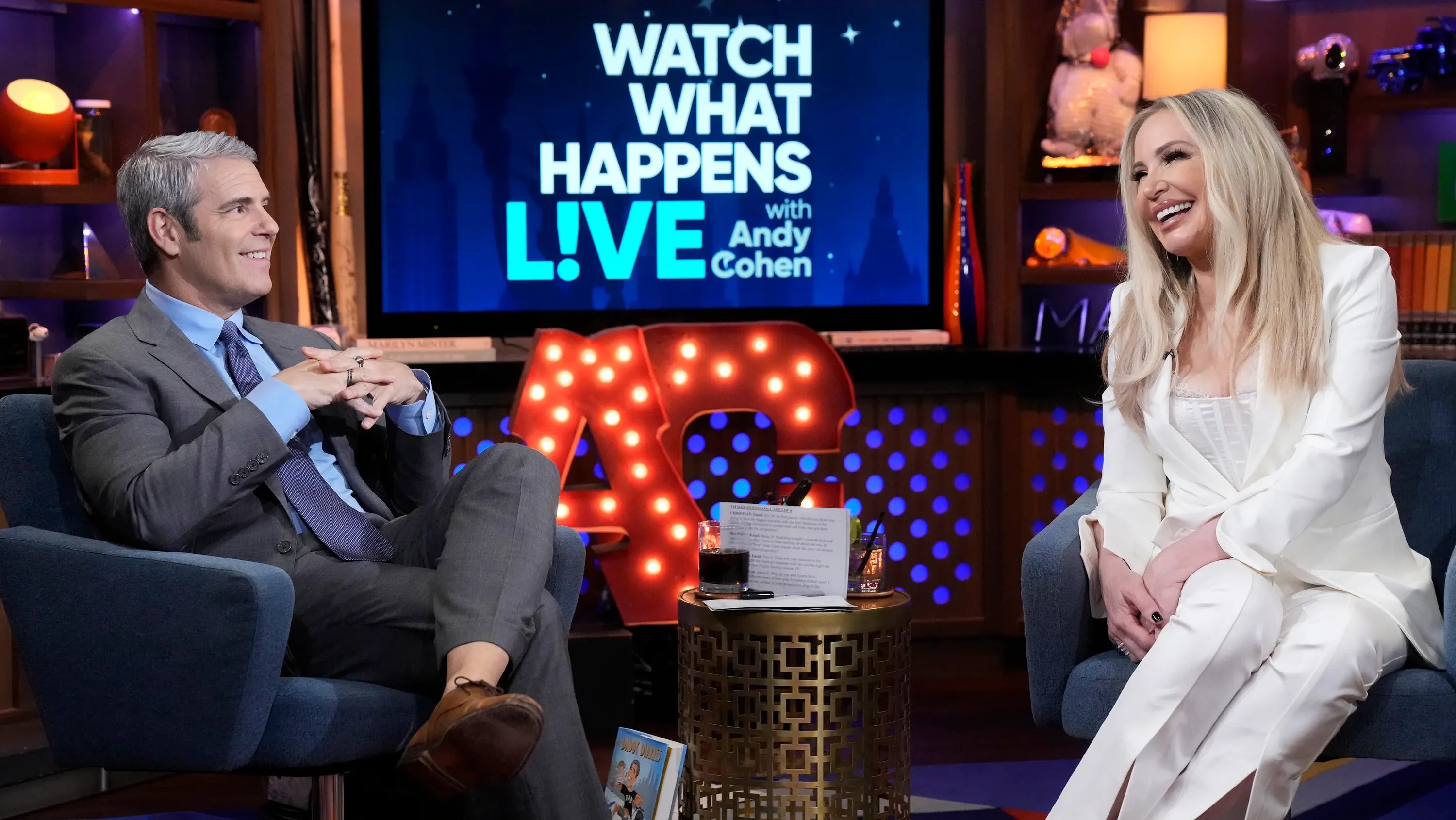 Andy Cohen and Shannon Beador appear together on "Watch What Happens Live with Andy Cohen."