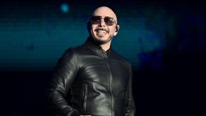 Pitbull performs onstage for the AT&T Block Party during the 2025 NCAA March Madness Music Festival.