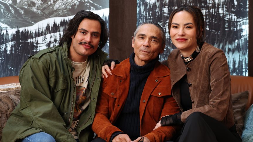 Zahn McClarnon with fellow actors "Dark Winds" Jessica Matten and Kiowa Gordon. "Dark Winds" now streaming on Netflix.