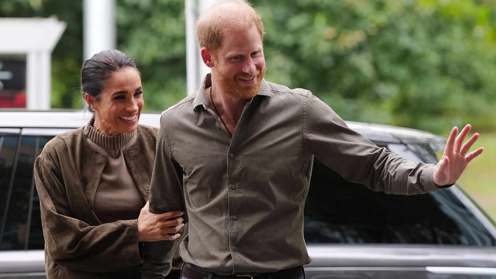 Prince Harry gave updates on his trip to the UK with Meghan Markle and the children