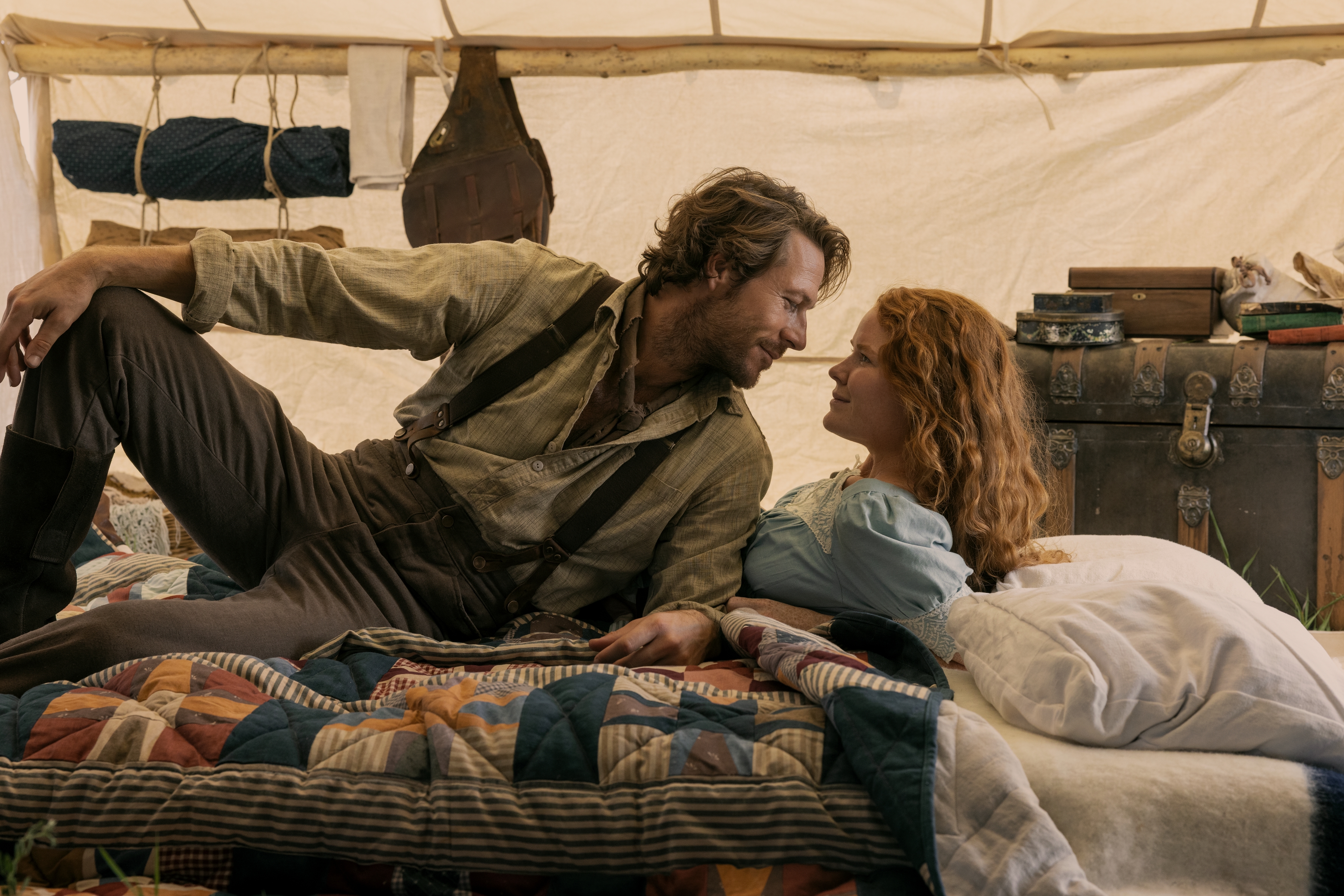 Luke Bracey and Crosby Fitzgerald in a scene from 'Little House on the Prairie'