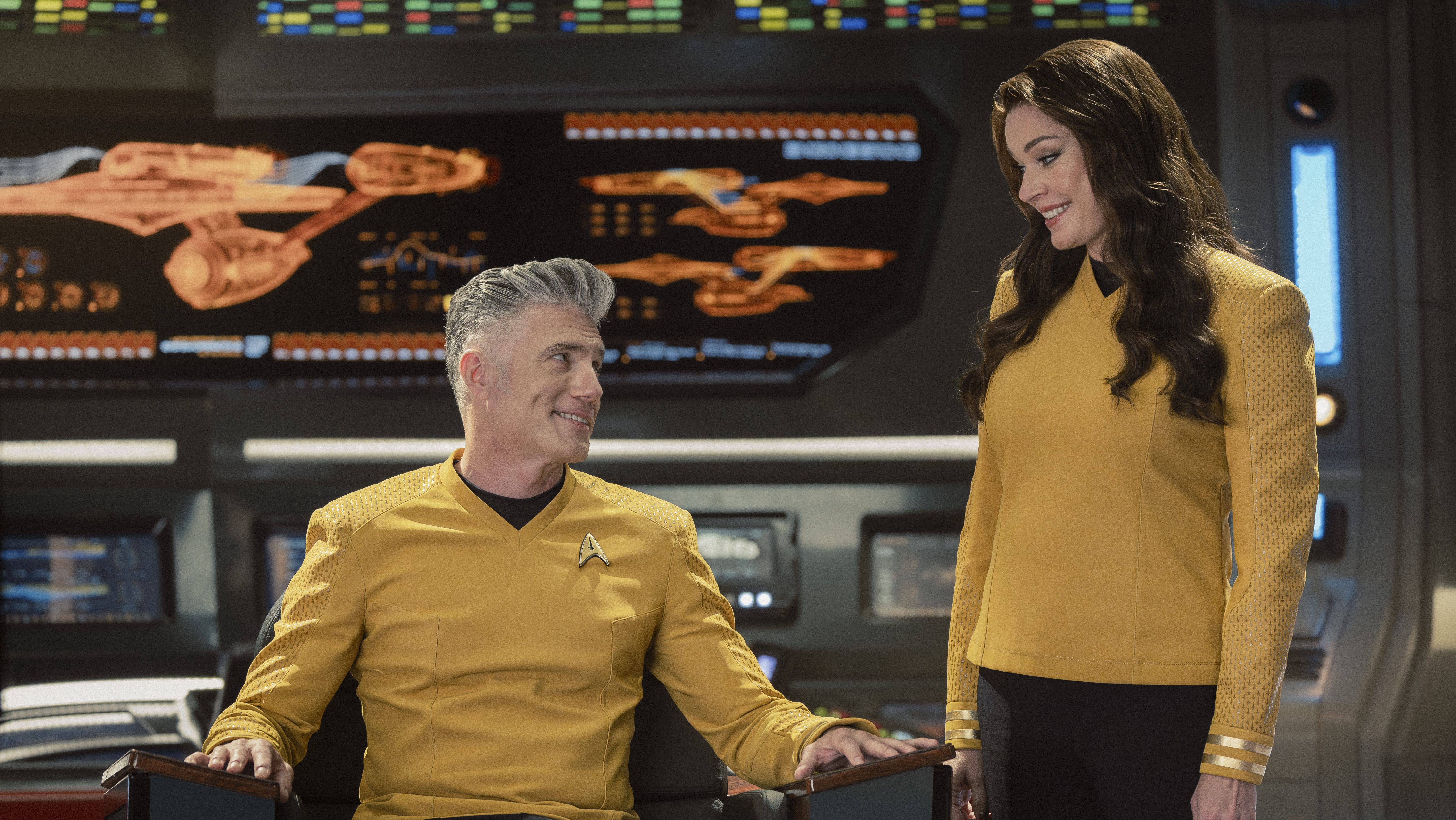 "Star Trek: Strange New Worlds" actors Rebecca Romijn and Anson Mount discuss their optimistic visions for the future of the franchise in a new interview.