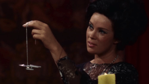 Antoinette Bower plays her role as Sylvia in "Star Trek" alongside William Shatner.