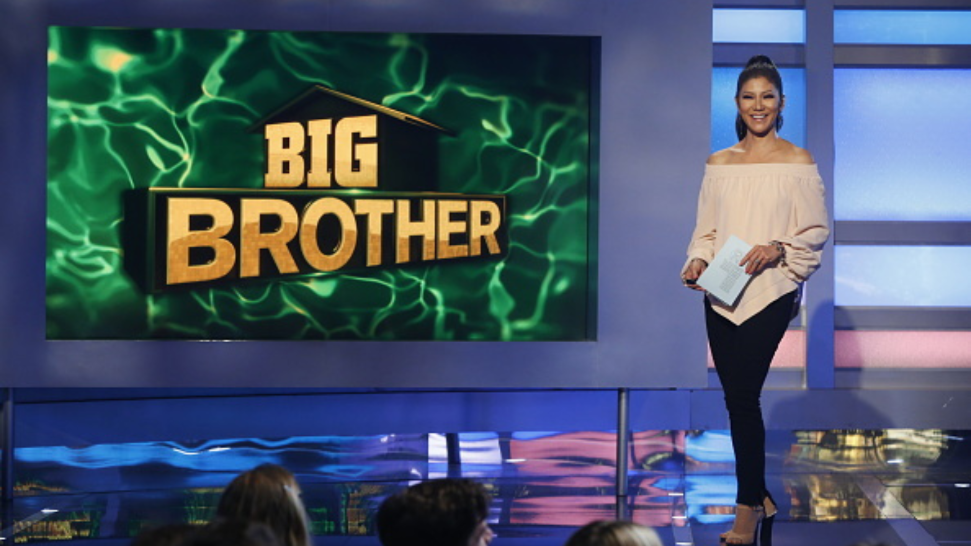 LOS ANGELES - AUGUST 16: Host Julie Chen on live eviction #7 night. BIG BROTHER follows a group of people living together in a house outfitted with 94 HD cameras and 113 microphones, recording their every move 24 hours a day. The series airs Sundays (8:00-9:00PM, ET/P/T) Wednesdays and Thursdays (9:00-10:00 PM, ET/PT) on the CBS Television Network. (Photo by Monty Brinton/CBS via Getty Images)
