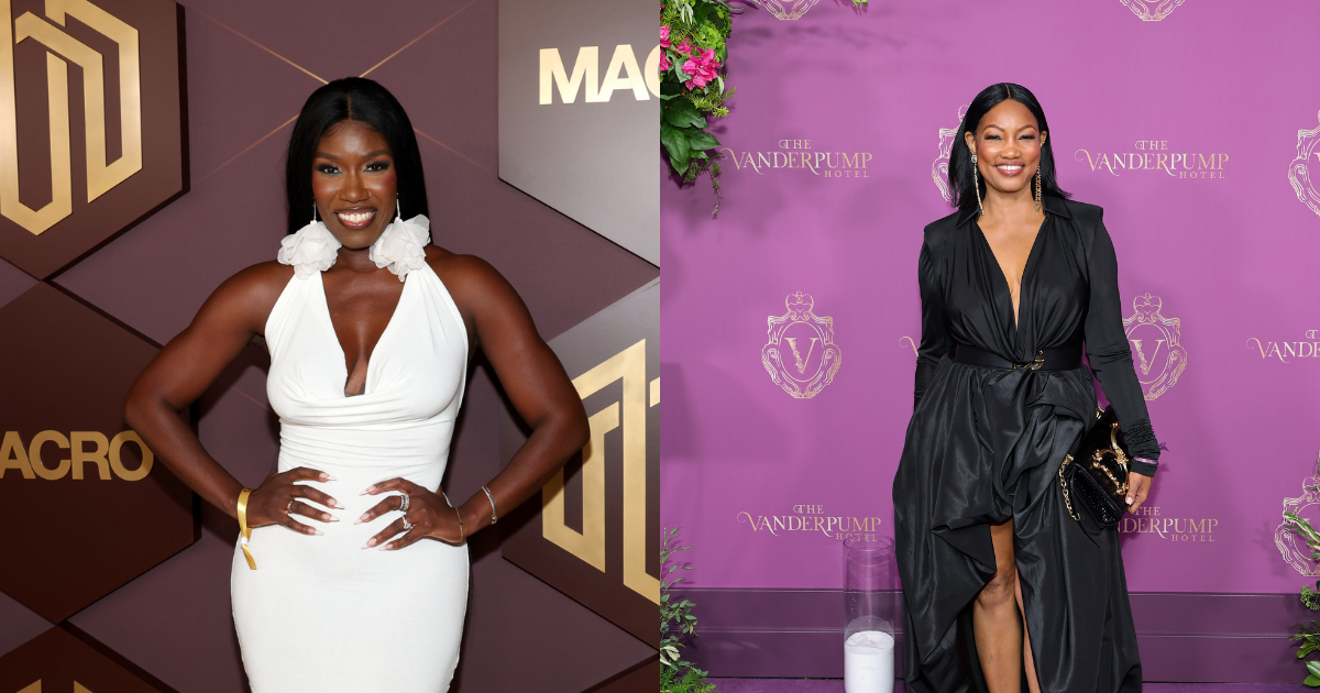 Split image of Boz Saint John and Garcelle Beauvais at separate red carpet events.