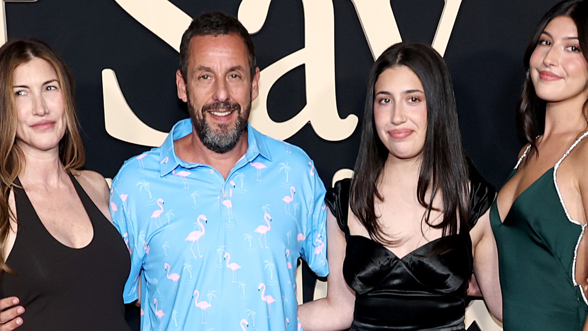 Adam Sandler Rocks a Casual Outfit on the Red Carpet While His Beautiful Wife & 2 Daughters Shine