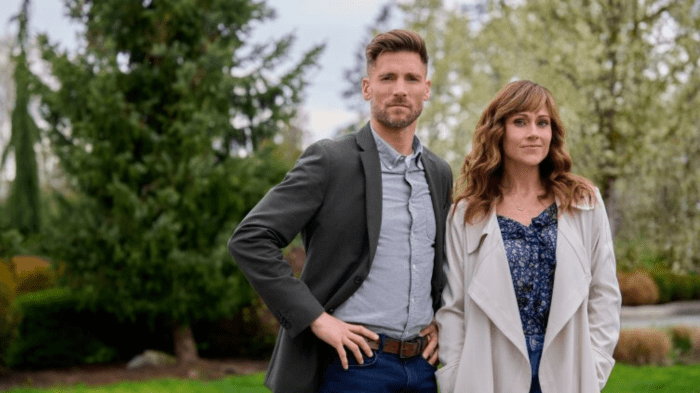 Andrew Walker and Nikki DeLoach in Hallmark Channel's "Curious Caterer Mysteries"