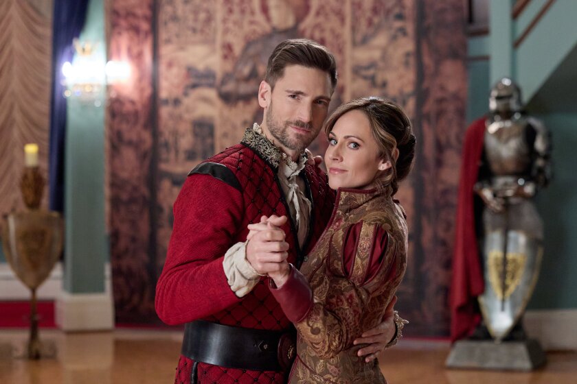 Andrew Walker and Nikki DeLoach in Hallmark's "Curious Caterer: Foiled Plans"