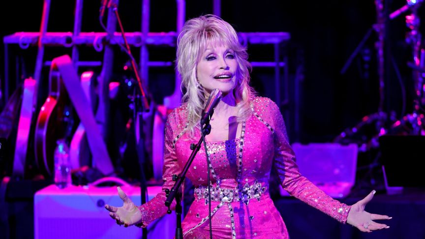 Dolly Parton performs at the 2021 Kiss Breast Cancer Goodbye Concert at CMA Theater at the Country Music Hall of Fame and Museum on October 24, 2021 in Nashville, Tennessee