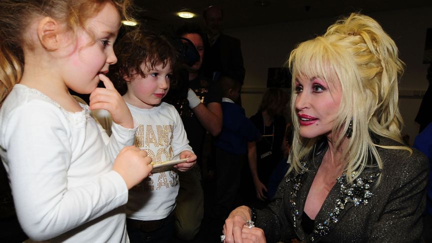 Country and western superstar singer Dolly Parton meets young children at the Magna Science And Adventure Park on December 5, 2007