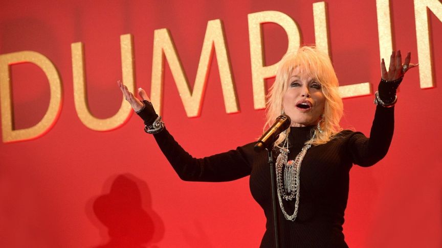 Dolly Parton performs onstage at a luncheon for the Netflix Film Dumplin' at Four Seasons Hotel Los Angeles at Beverly Hills on October 22, 2018 in Los Angeles, California