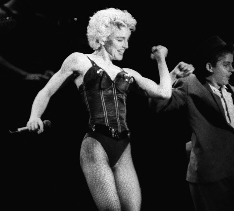 Madonna dancing onstage in 1987