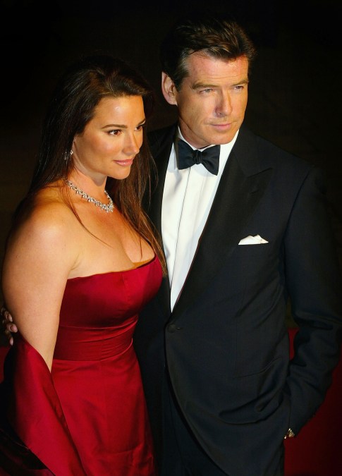Actor Pierce Brosnan (R), who plays James Bond, and his wife Keely Shaye Smith 