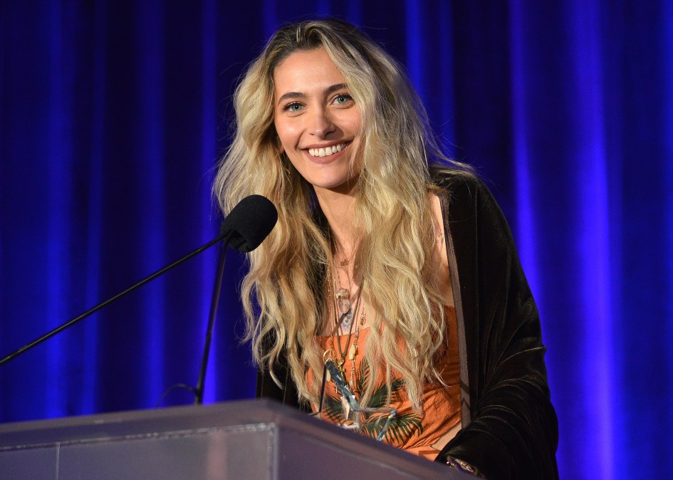 Paris Jackson accepts an award onstage during the 35th annual Friendly House Awards Luncheon
