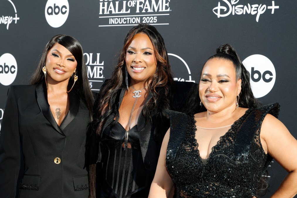 Sandra Denton aka Pepa, DJ Spinderella and Cheryl James aka Salt of Salt-N-Pepa attend the 2025 Rock & Roll Hall of Fame Induction Ceremony at Peacock Theater on November 08, 2025 in Los Angeles, California. (Photo by Frazer Harrison/Getty Images for RRHOF)
