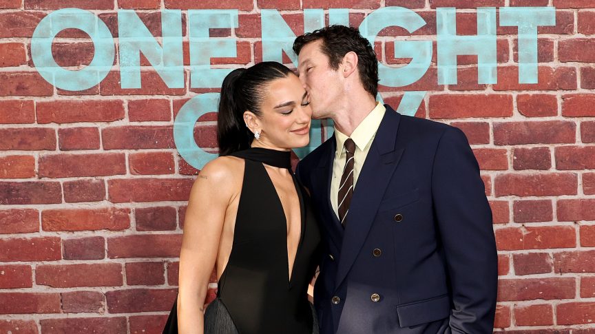 Dua Lipa and Callum Turner at the premiere of "One Night Only."