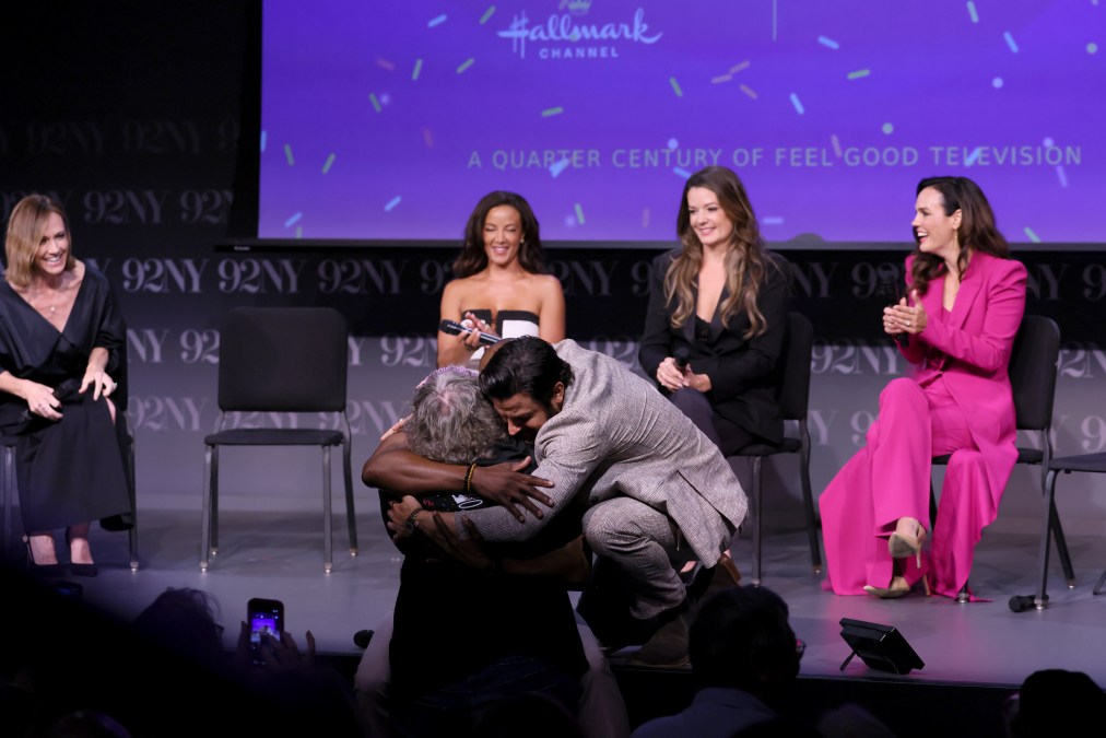Tyler Hynes hugs fan during Hallmark Channel's 25th Birthday: A Quarter Century Of Feel-Good Television event