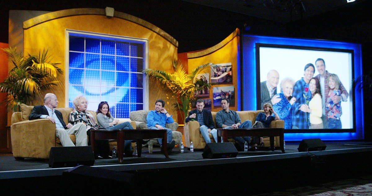 The cast of "Everybody Loves Raymond" speak during the CBS 2005 Television Critics Winter Press Tour at the Hilton Universal Hotel on January 18, 2005 in Universal City, California.