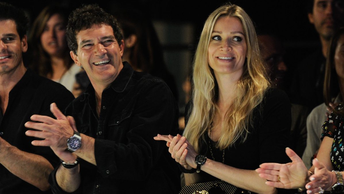 Antonio Banderas and Nicole Kimpel attend day 2 of Miami Fashion Week at Ice Palace on June 3, 2016 in Miami, Florida.