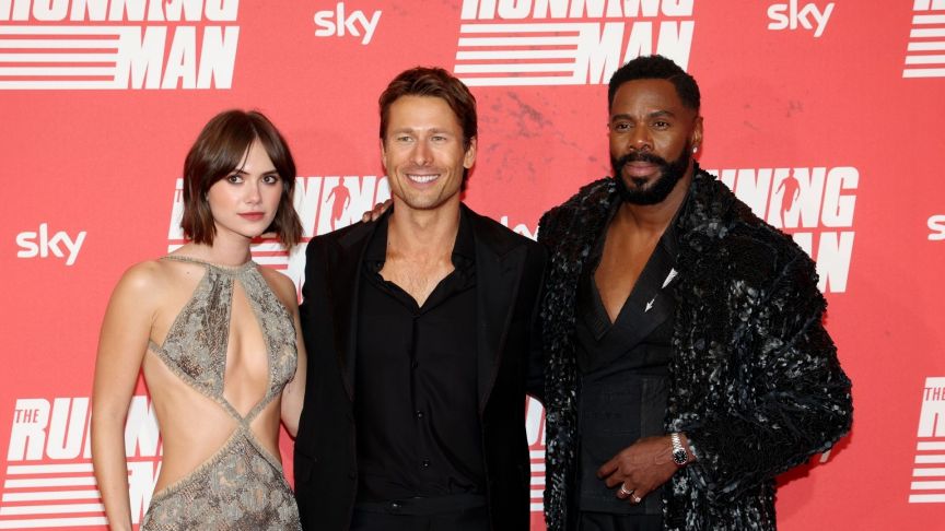 Emilia Jones, Glen Powell and Colman Domingo attend "The Running Man" UK Premiere at Odeon Luxe Leicester Square