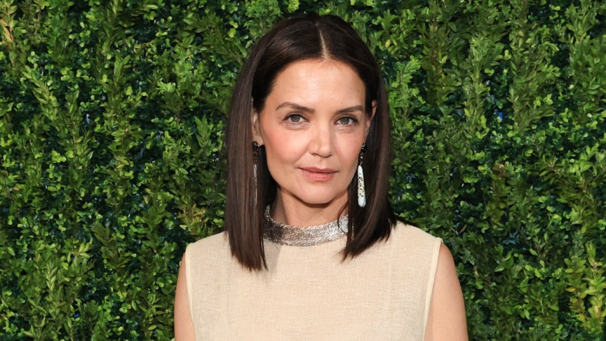 Katie Holmes poses on the red carpet