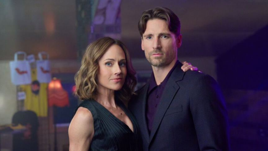 Nikki DeLoach and Andrew Walker in Hallmark's "Curious Caterer Mysteries"