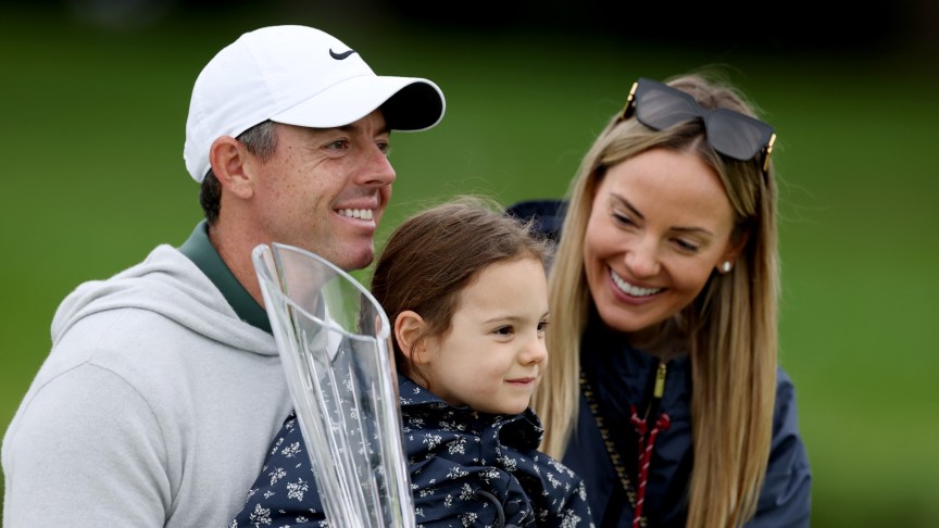 Rory McIlroy with his daughter Poppy and wife, Erica Stroll