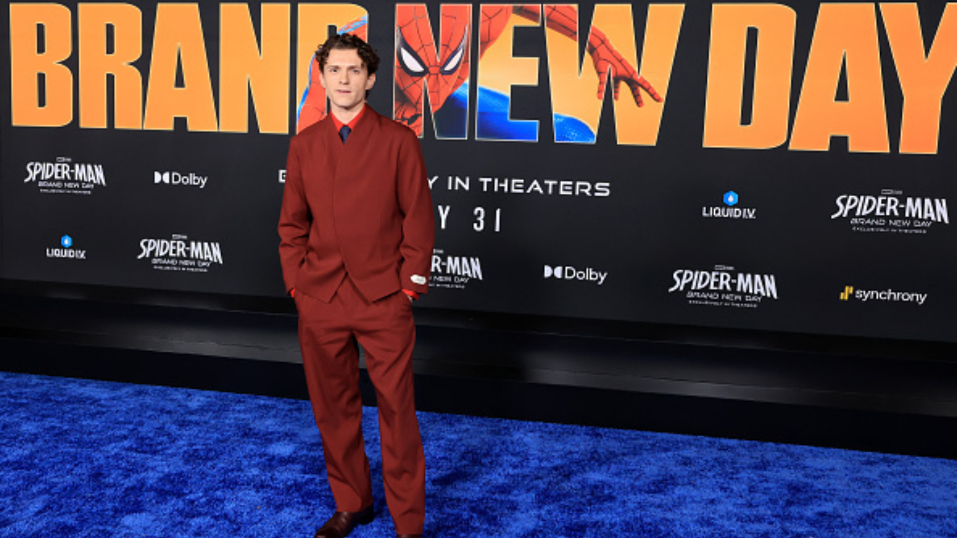 HOLLYWOOD, CALIFORNIA - JULY 27: Tom Holland attends the Los Angeles Premiere Of Columbia Pictures' "Spider-Man: Brand New Day" at Dolby Theatre on July 27, 2026 in Hollywood, California. (Photo by Amy Sussman/Getty Images)