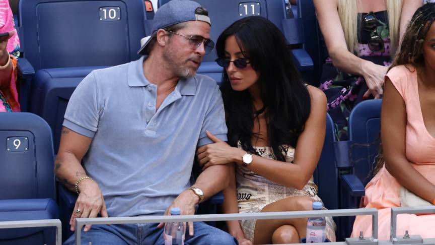 Brad Pitt and Ines de Ramon attend the US Open