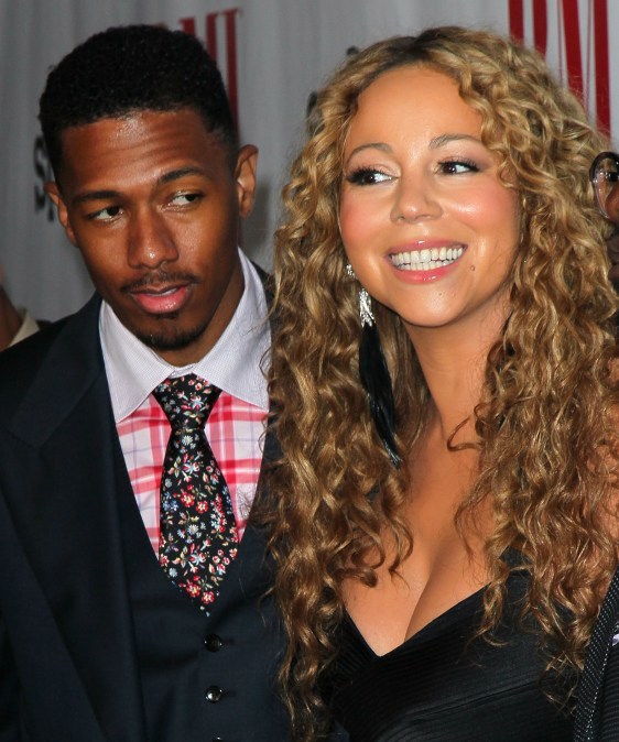 Nick Cannon (L) and wife recording artist Mariah Carey